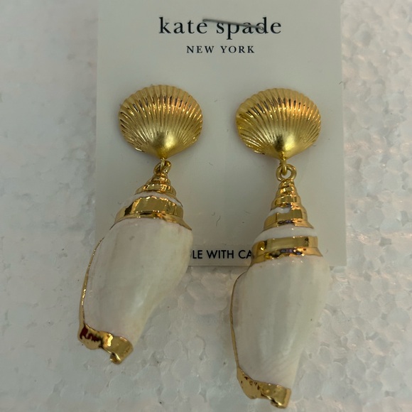 Kate Spade Gold and White Shell Earrings